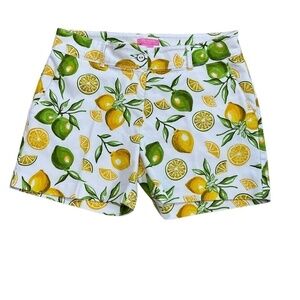 Isaac Mizrahi New York Lemon Lime Scattered Print Tailored Shorts size 10